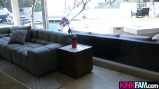 Stepsister unexpectedly on my cock after she caught me