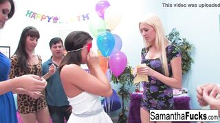 Samantha celebrates her birthday with a wild crazy orgy