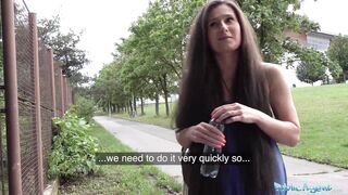 Public Agent Lara Fox gets her skinny ass covered in spunk