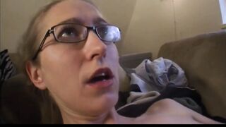 Nerdy Danish Woman loves cock and her vibrator