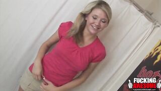 Cute Blonde Samantha Sucks Cock In A Bathroom