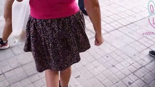 Extremely horny girl without panties in the supermarket