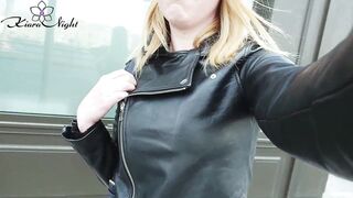 Student Showing Tits on Street and Masturbate Pussy after a Walk