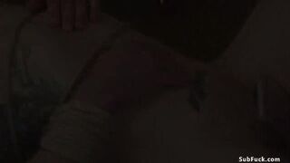 Busty MILF mistress pegging gimp