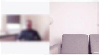 Student teases a teacher while the zoom confirence. Real emotions