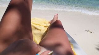 POV Horny girl masturbates when she sees a hot scuba diver in the sea