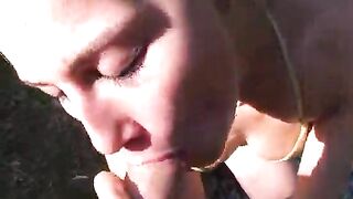 Charming college school girl drinking beer and fresh cum
