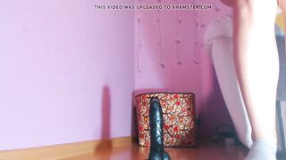 Hard anal riding redhead gape whore